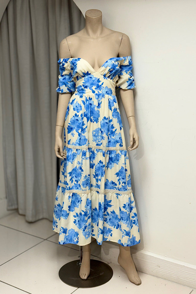 Floral Short Sleeve Flare Dress