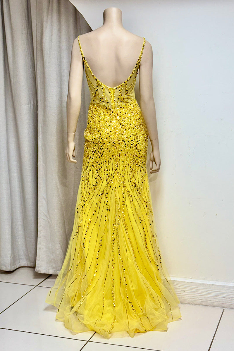 Full Beaded Spaghetti Strap Formal