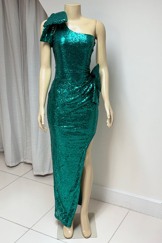 Green Bow Sequin Formal