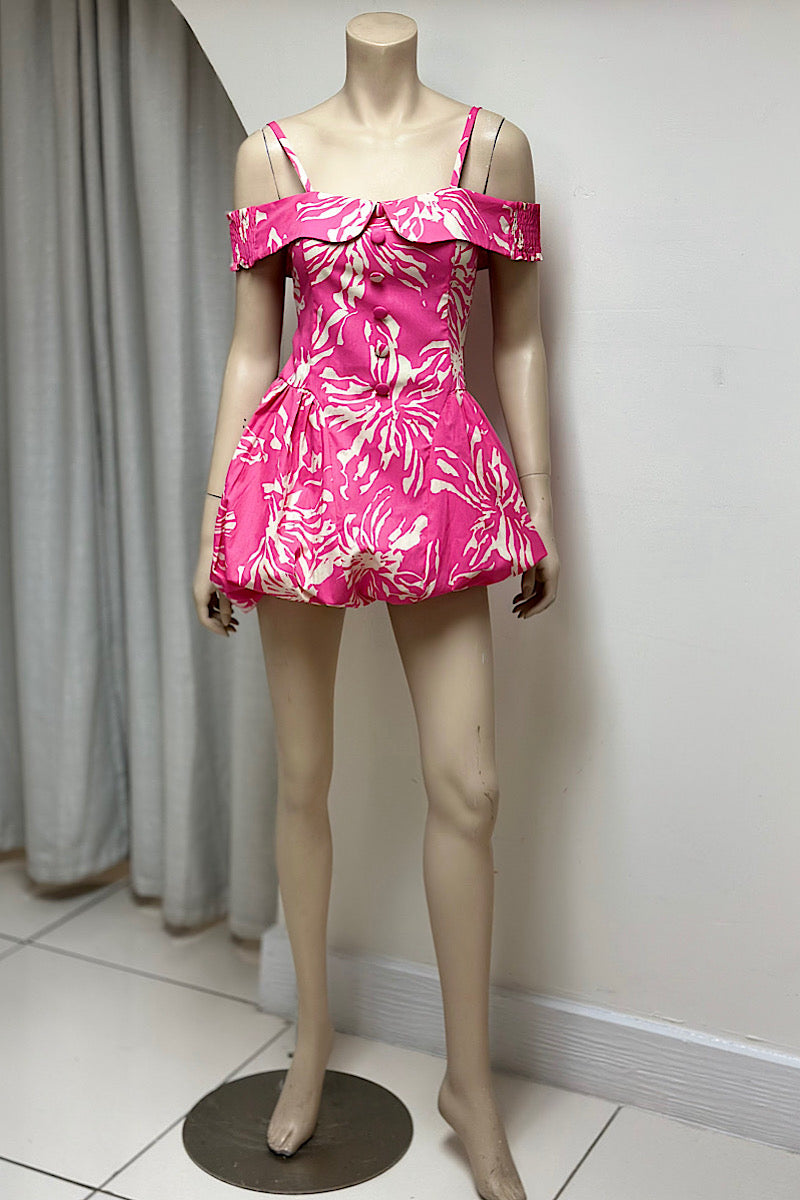 Off-Shoulder Bubble Bottom Mini Dress