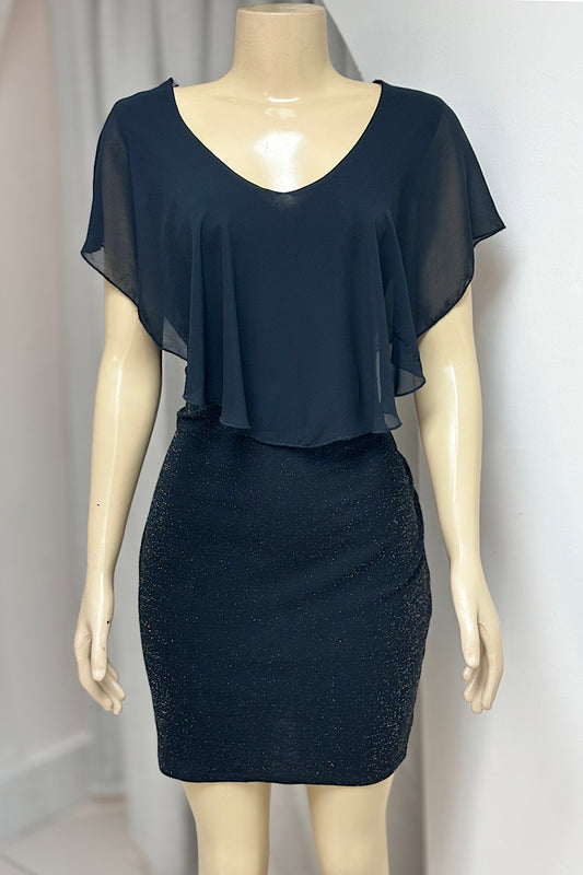 Black Shimmer Dress w/ Sheer Top