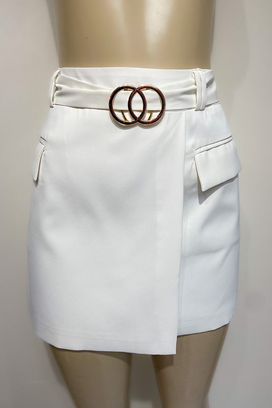 White Golden Belt Skirt
