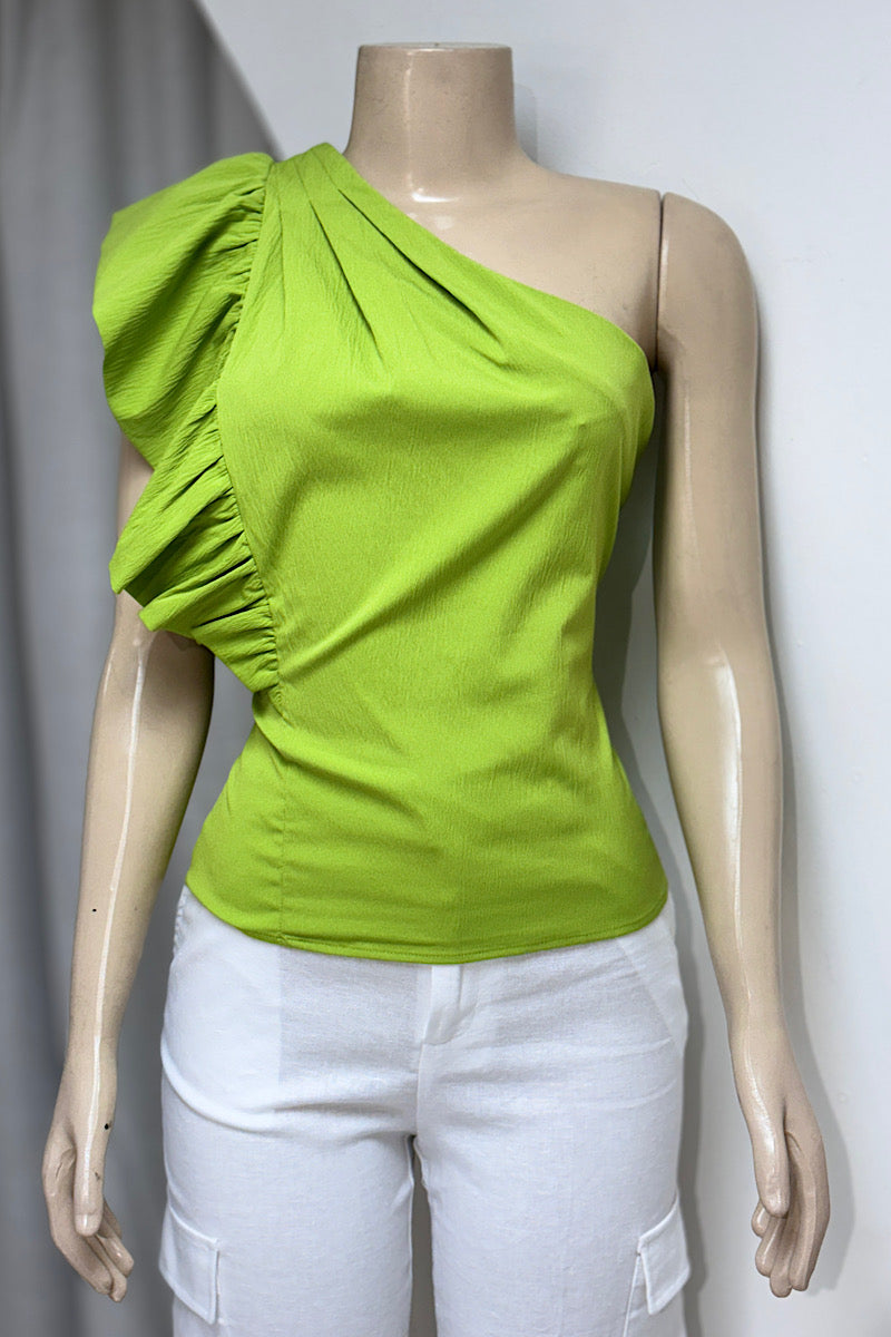 One Shoulder Ruffle Top