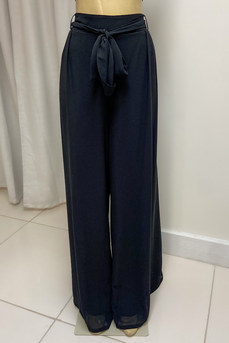 Curvy Wide Leg Tie Pants