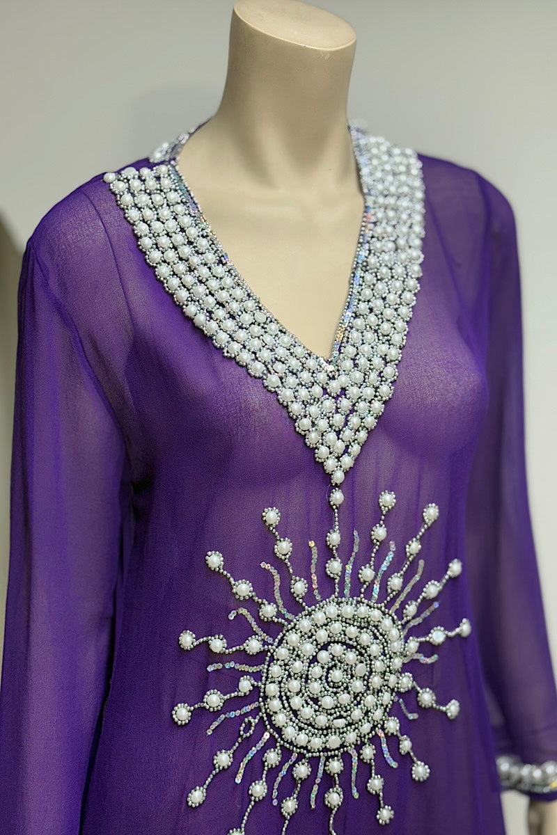 Beaded Iridescent Sequin V-Neck Tunic