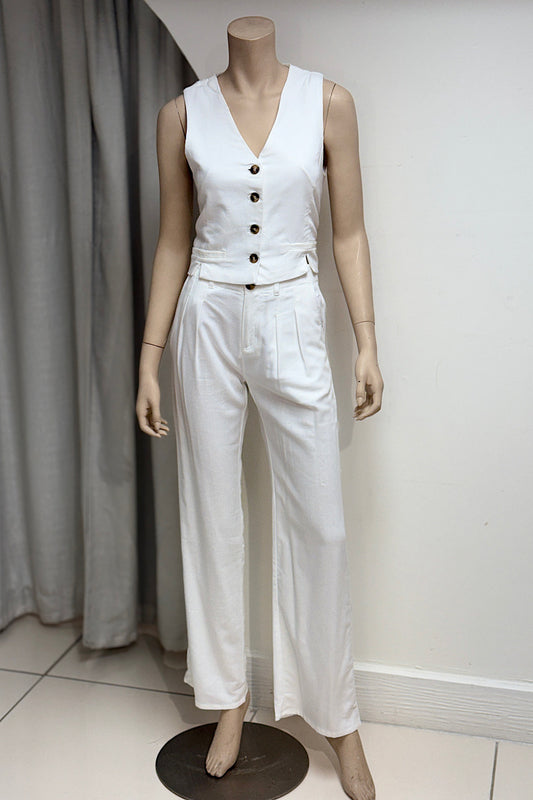 Linen Split Side Vest Pant Set
