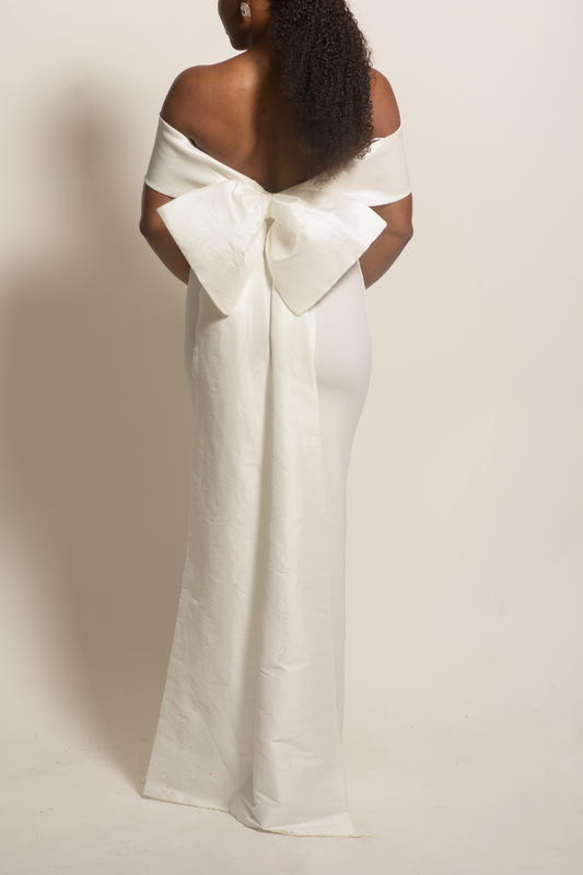 Ivory Bow Formal Dress