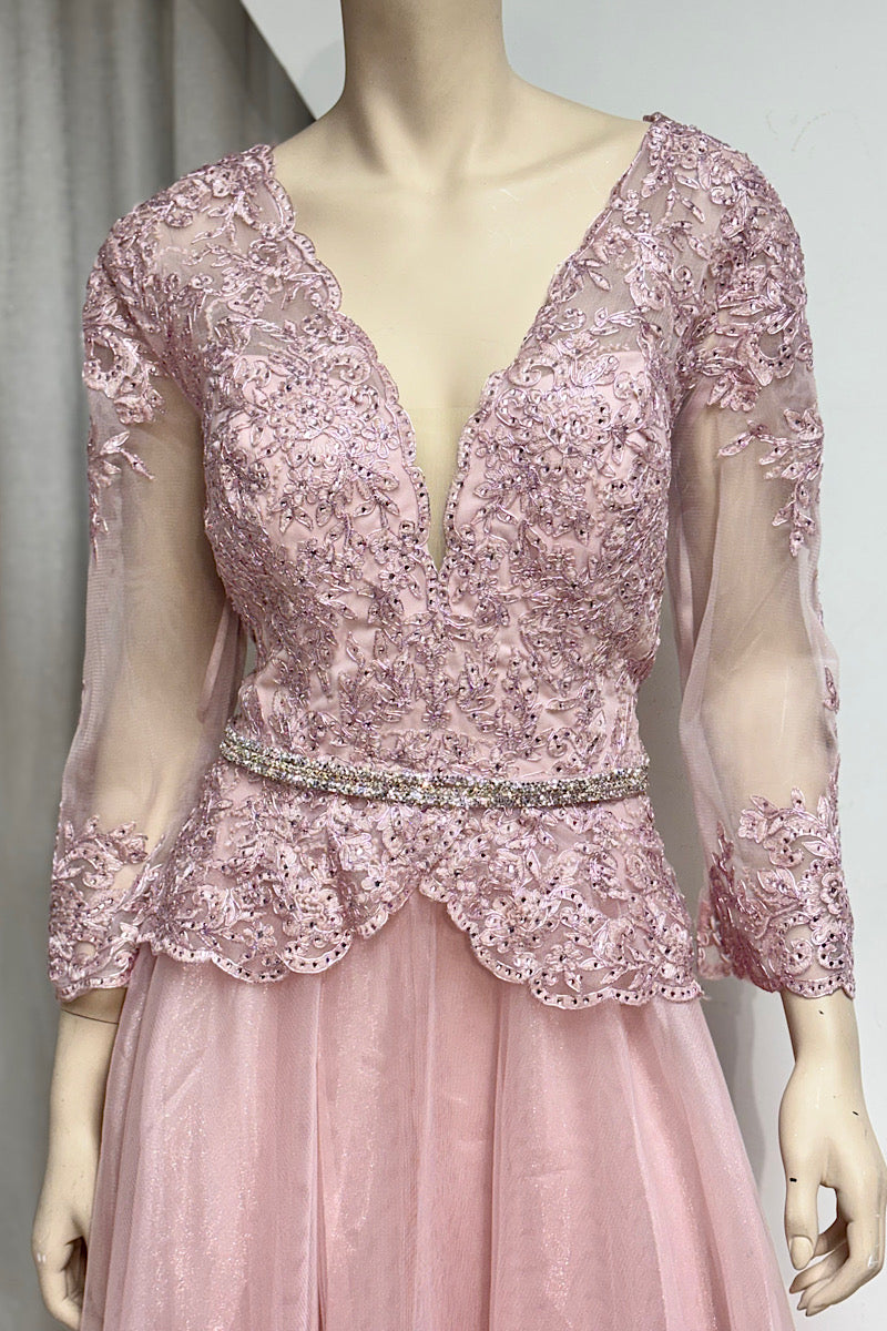 Embroidered Top Rhinestone Belt Formal