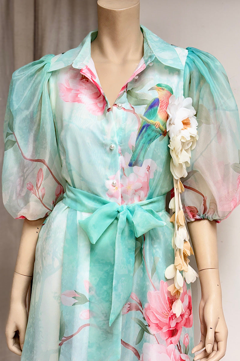 Floral Puff Sleeve Maxi Dress