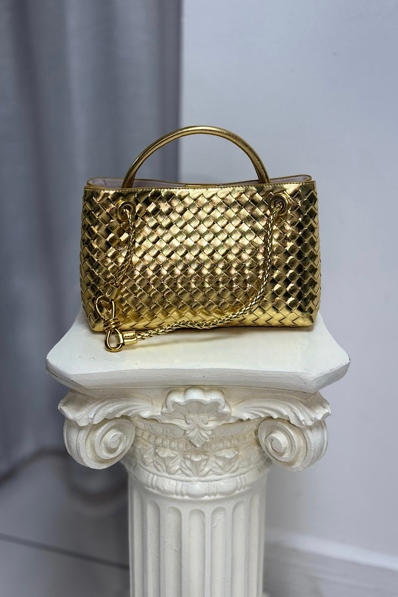 Woven Patten Leather Hand Bag