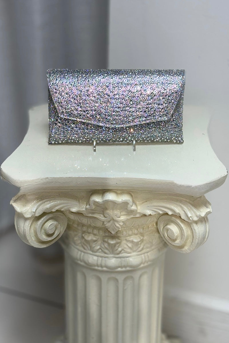 Geometric Rhinestone Envelope Clutch