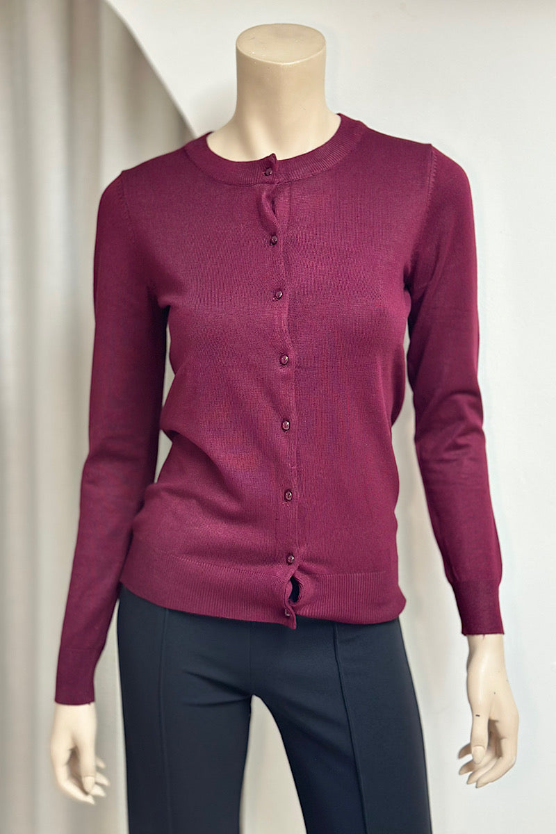 Round Neck Bubble Button Cardigan