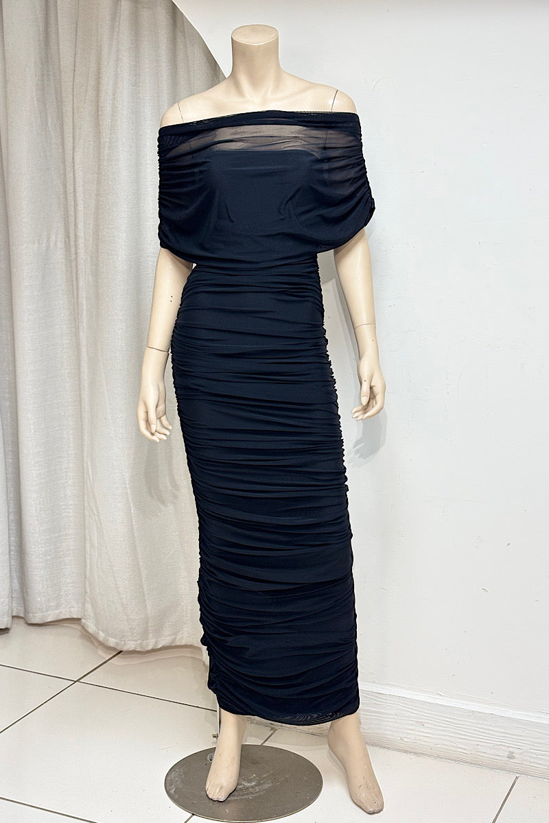 Ruched Fitted Midi Dress