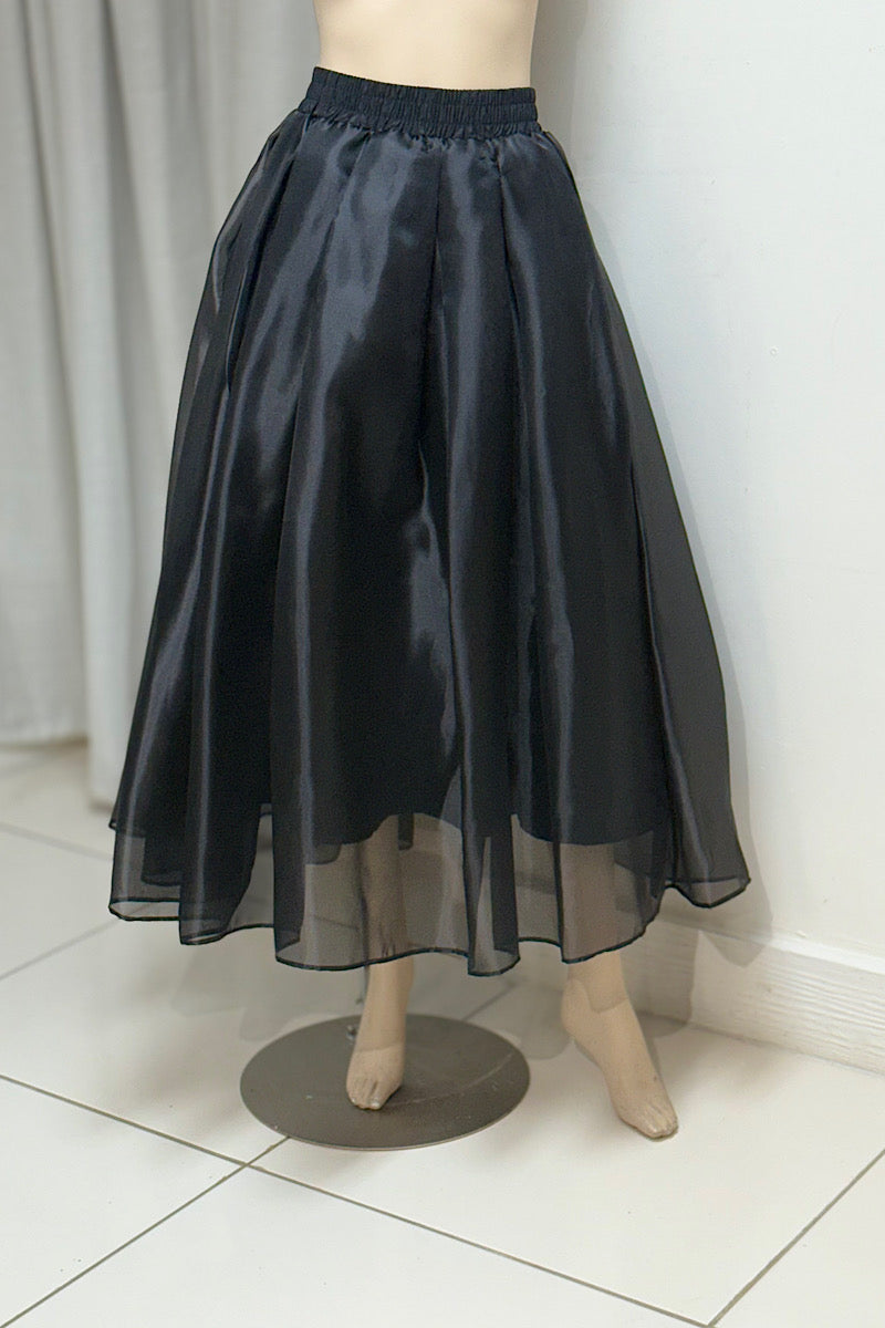 Chiffon Midi Puff Skirt