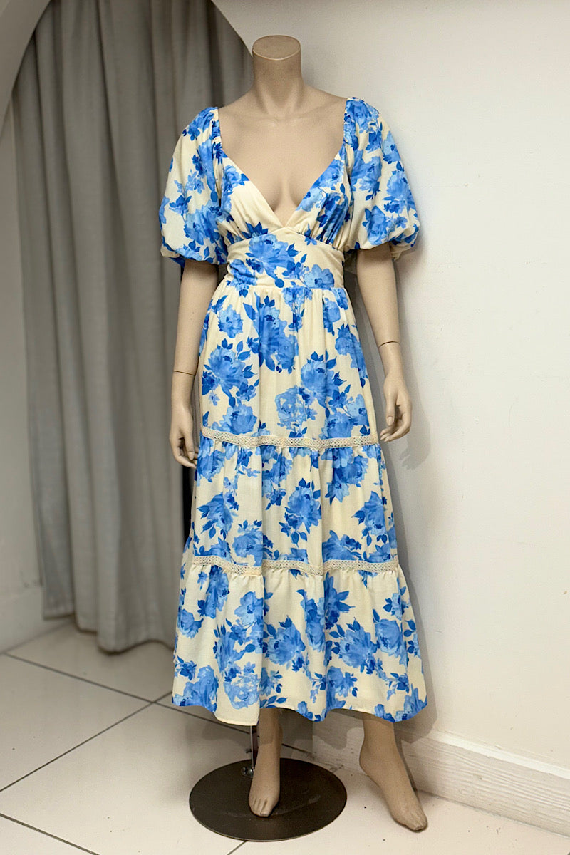 Floral Short Sleeve Flare Dress