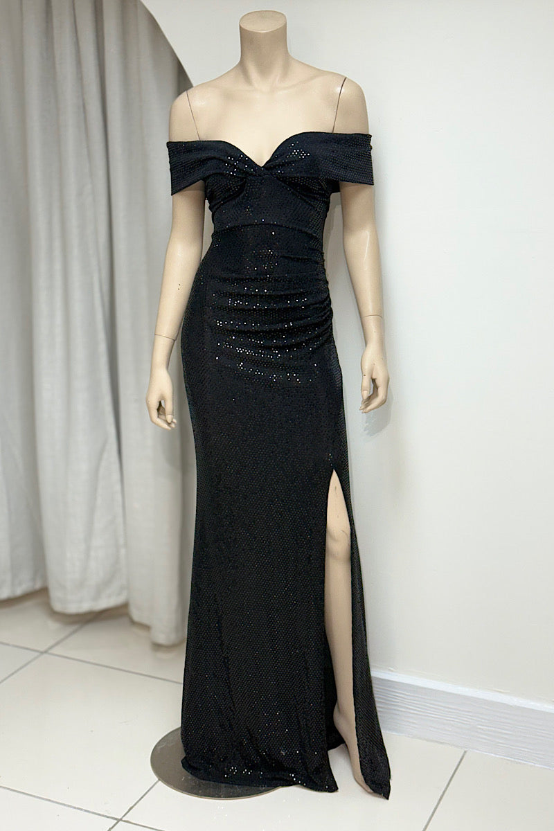 Off-Shoulder Sequin Shimmer Formal