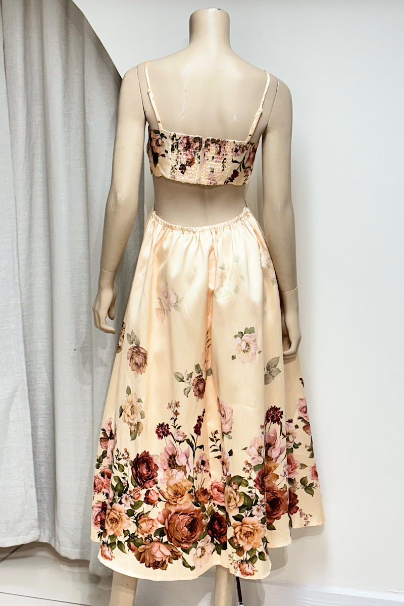 Floral Cut-Out Flowy Midi Dress