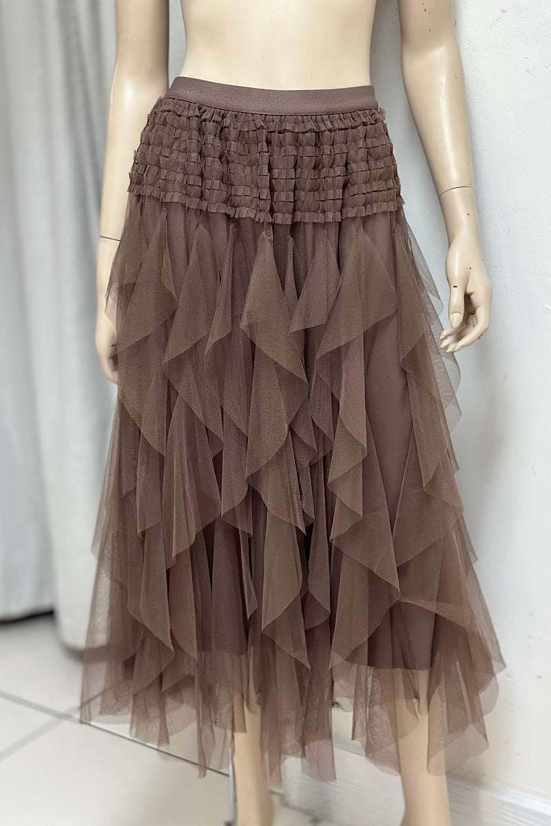 Layered Tulle Midi Skirt