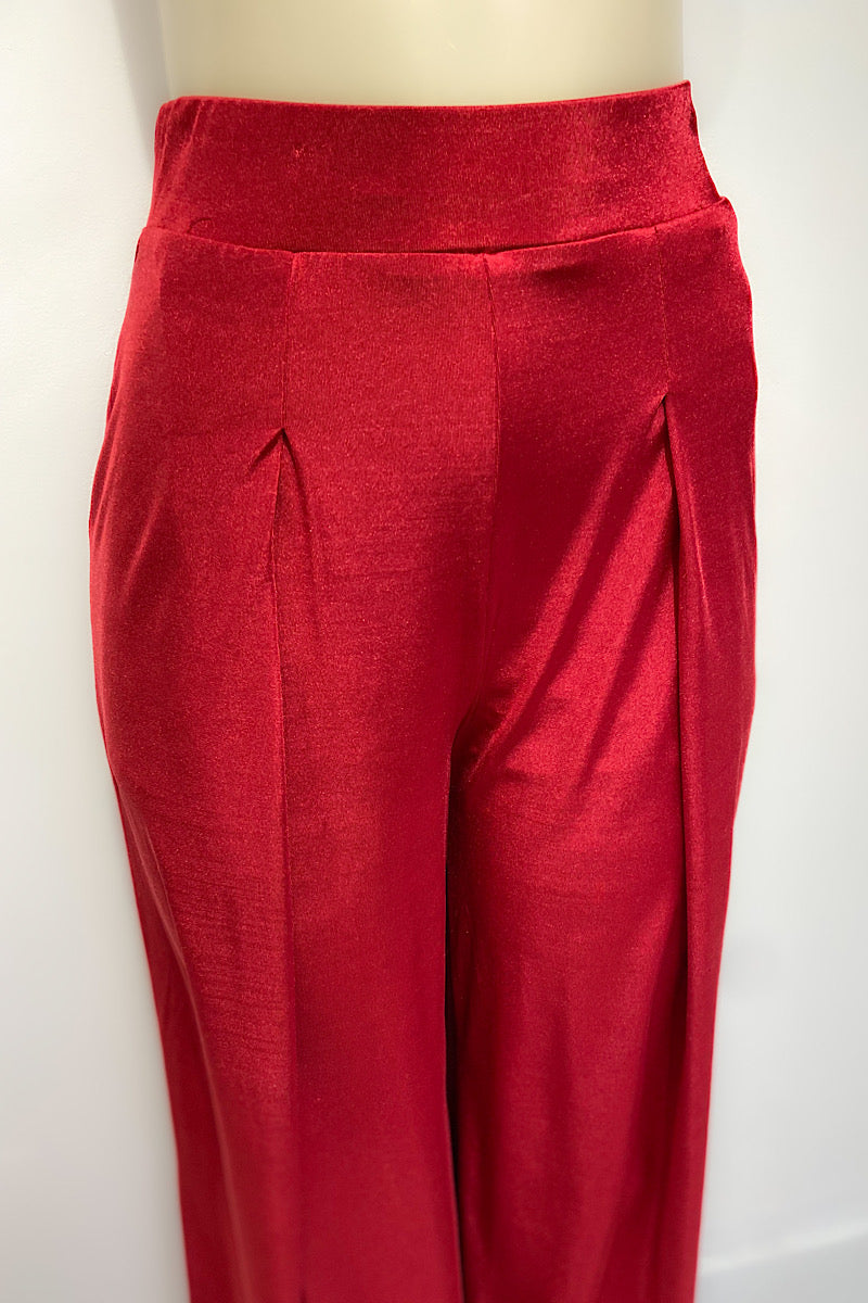 Shiny Wide Leg Flowy Pants