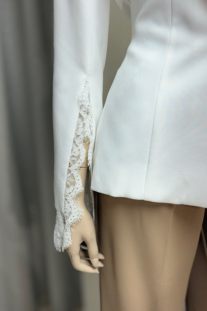 Lace Sleeve Tailored Blazer