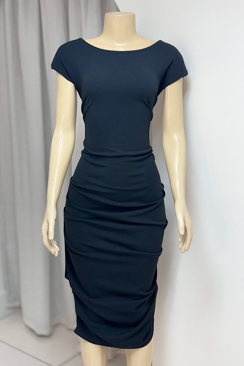 Ruched Plain Curvy Dress