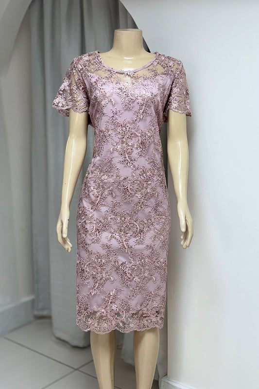 Mauve Embroidered Dress