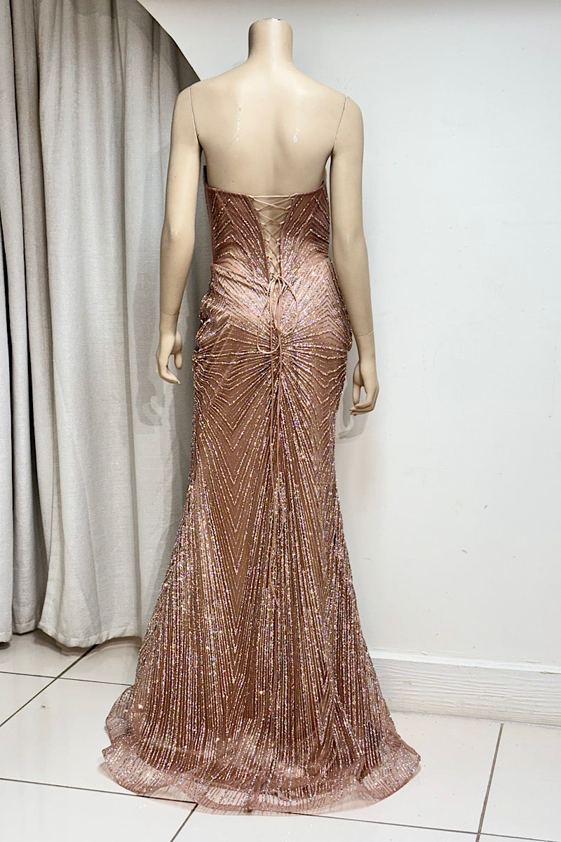 Embellished Corset Drape Cup Formal