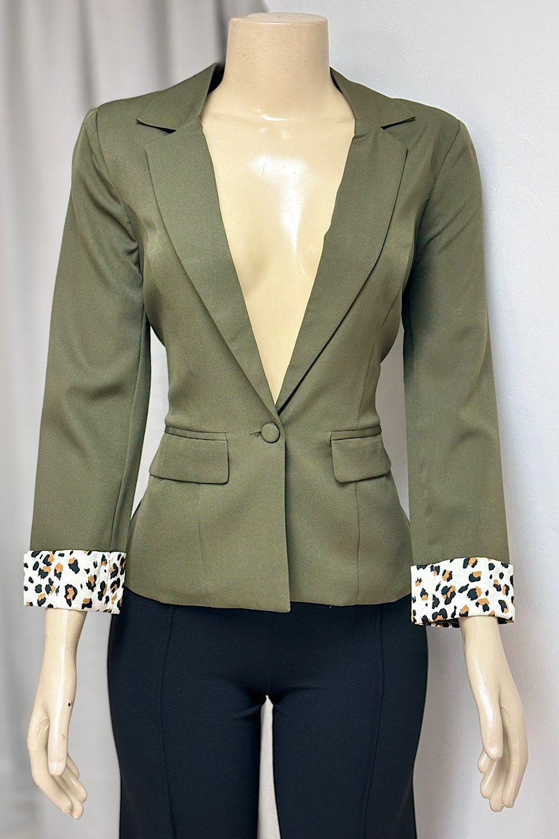 Leopard Sleeve Blazer