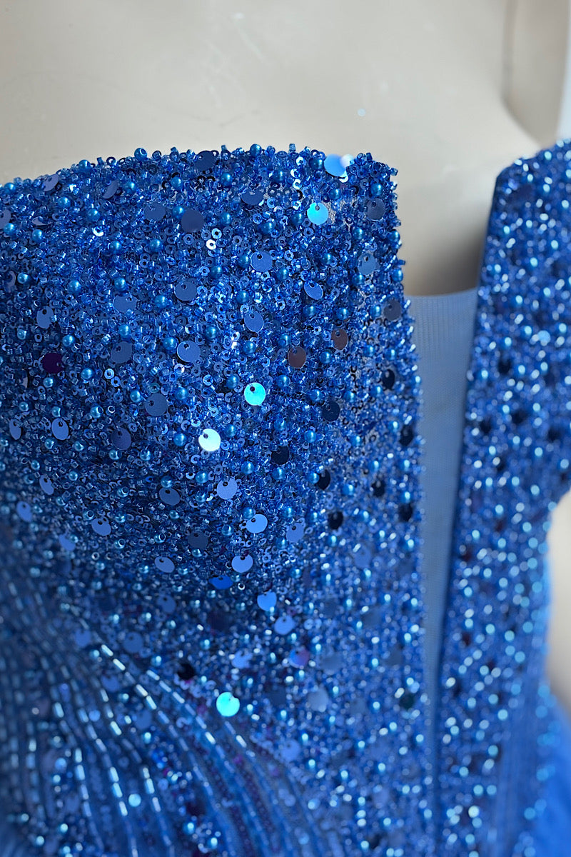 V-Waist Beaded Flare Formal