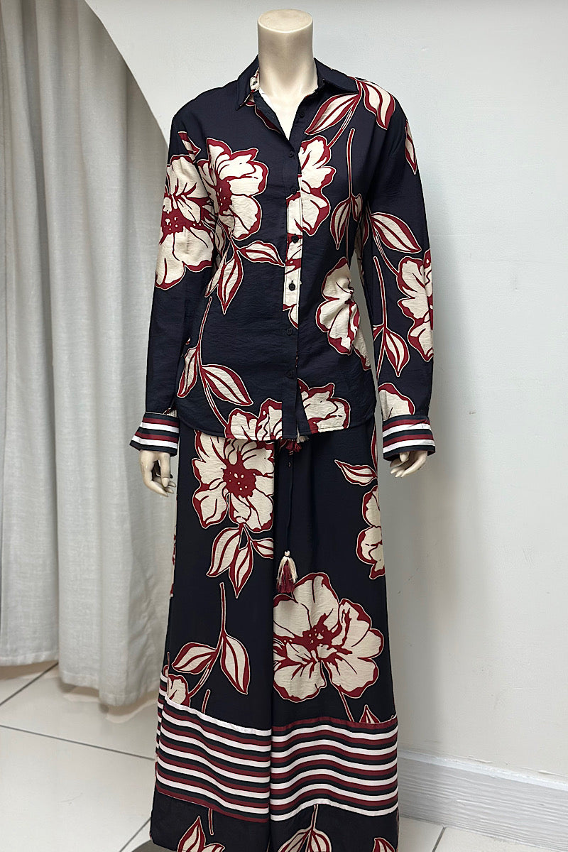 Floral Printed Flowy Pant Set