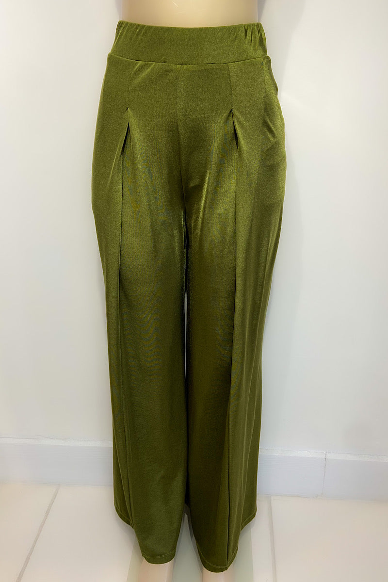 Shiny Wide Leg Flowy Pants