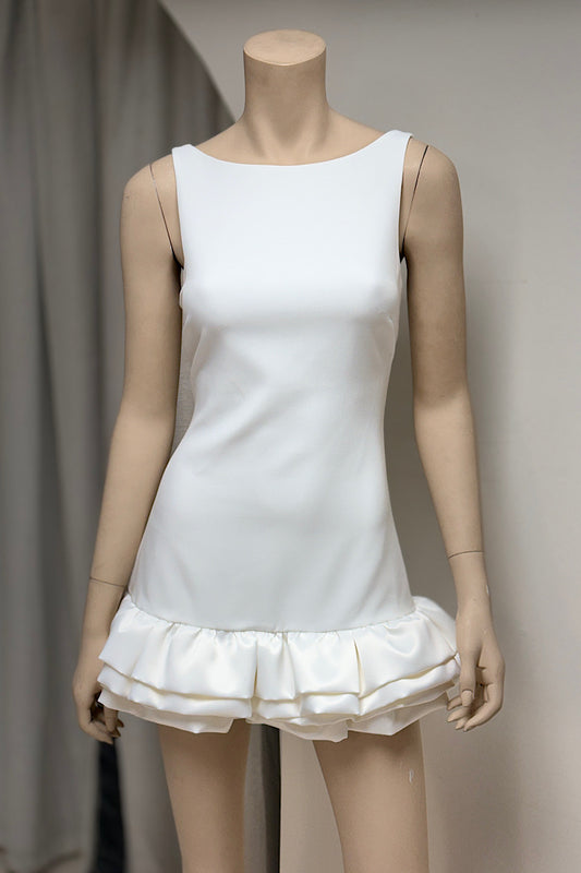 Low Back Puff Bottom Mini Dress