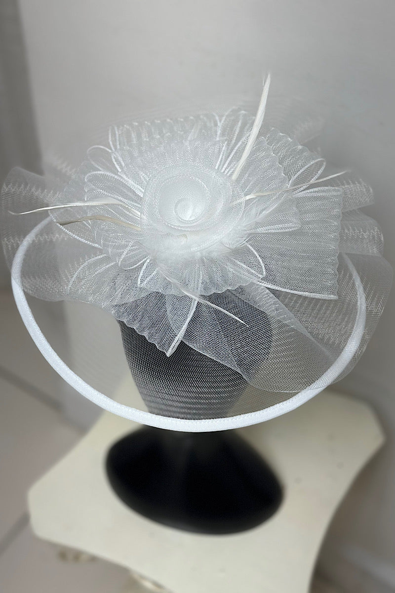 Netted Rosette Feather Fascinator