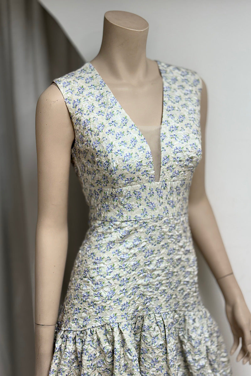Floral V-Neck Tiered Fit And Flare Dress