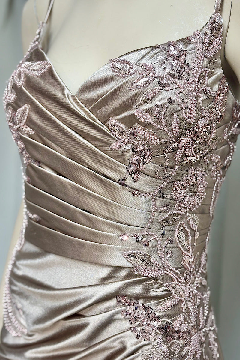 Beaded Embroidered Petal Sleeve Formal