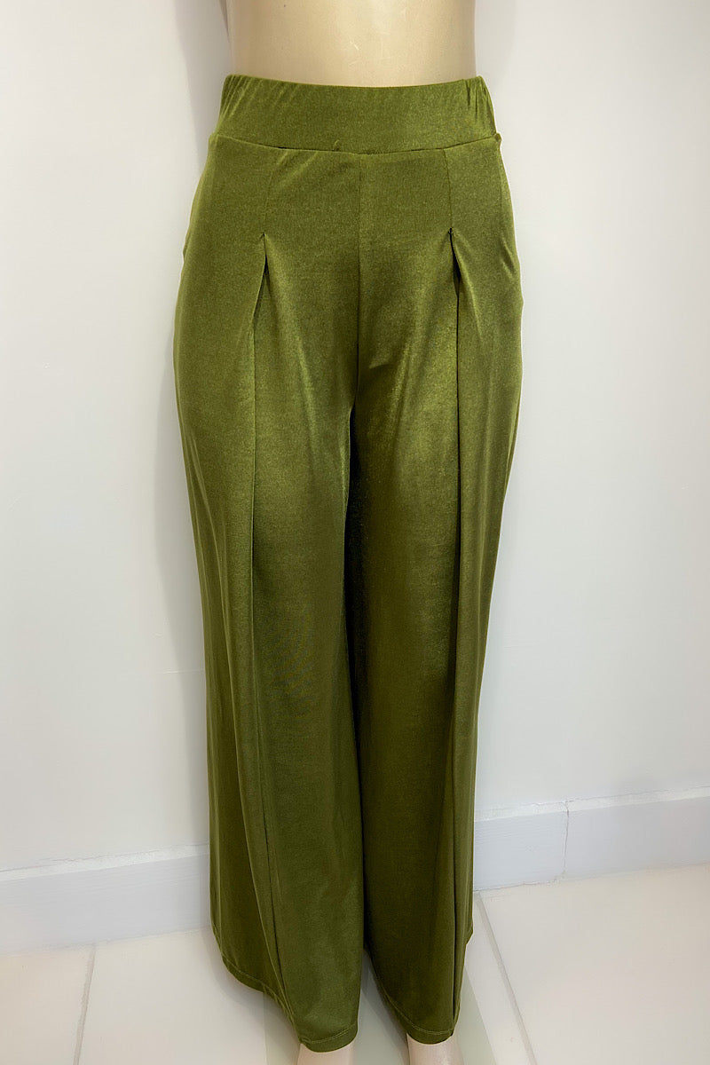 Shiny Wide Leg Flowy Pants
