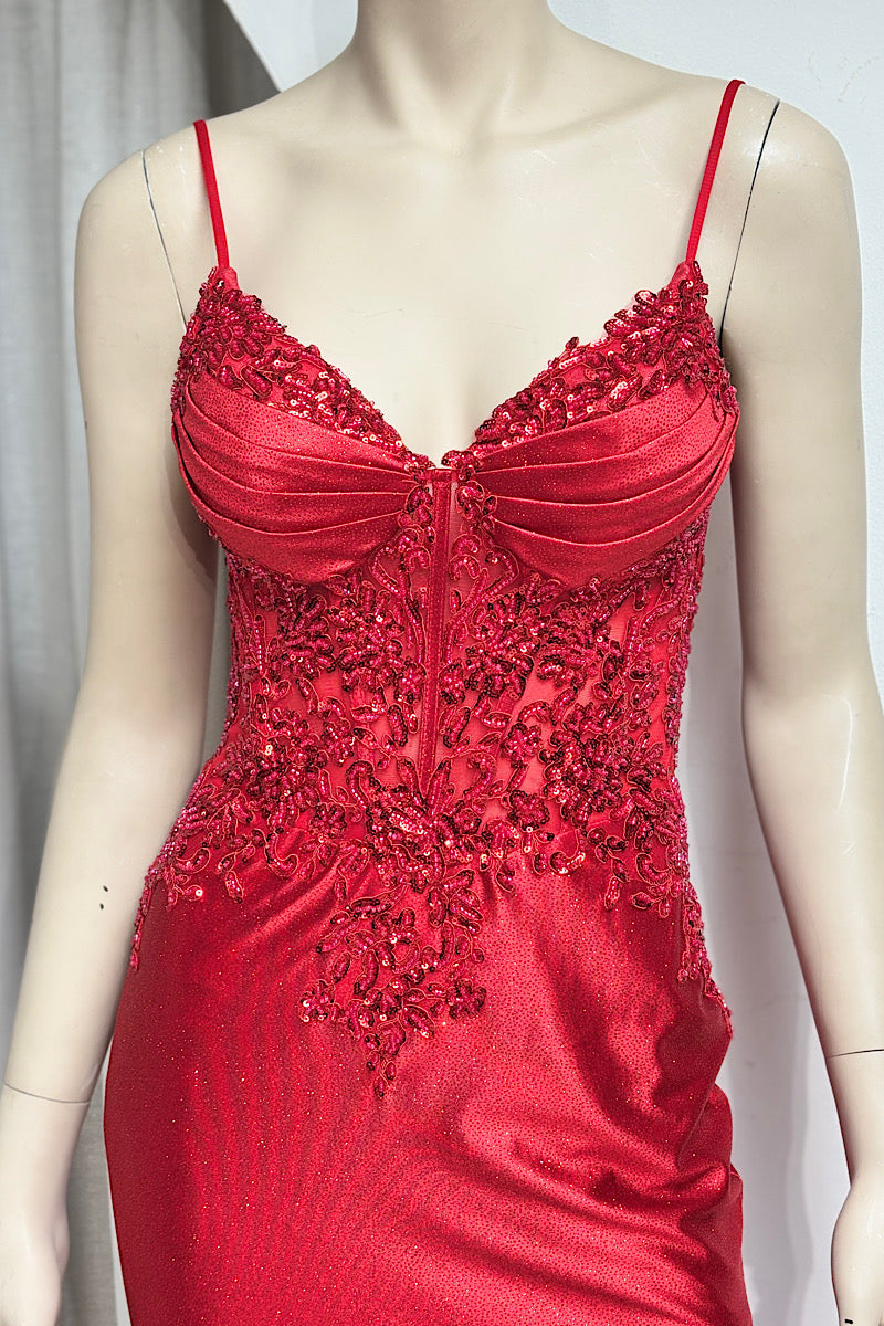 Embroidered Beaded Shimmer Bottom Fitted Formal
