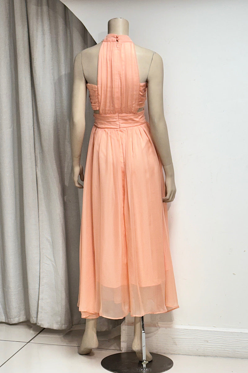Shell Beaded Cut-Out Maxi Dress