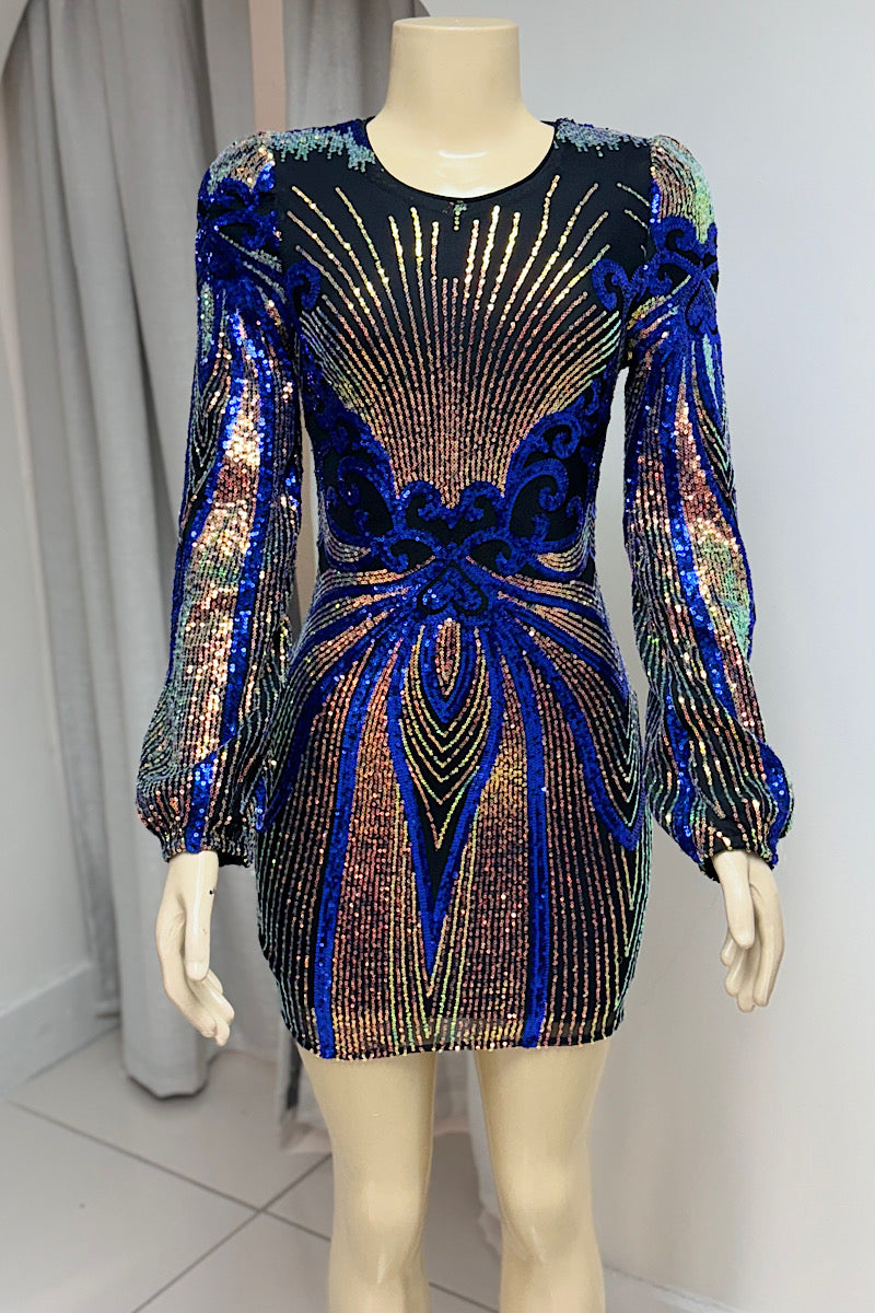 Holographic Sequin Mini Dress