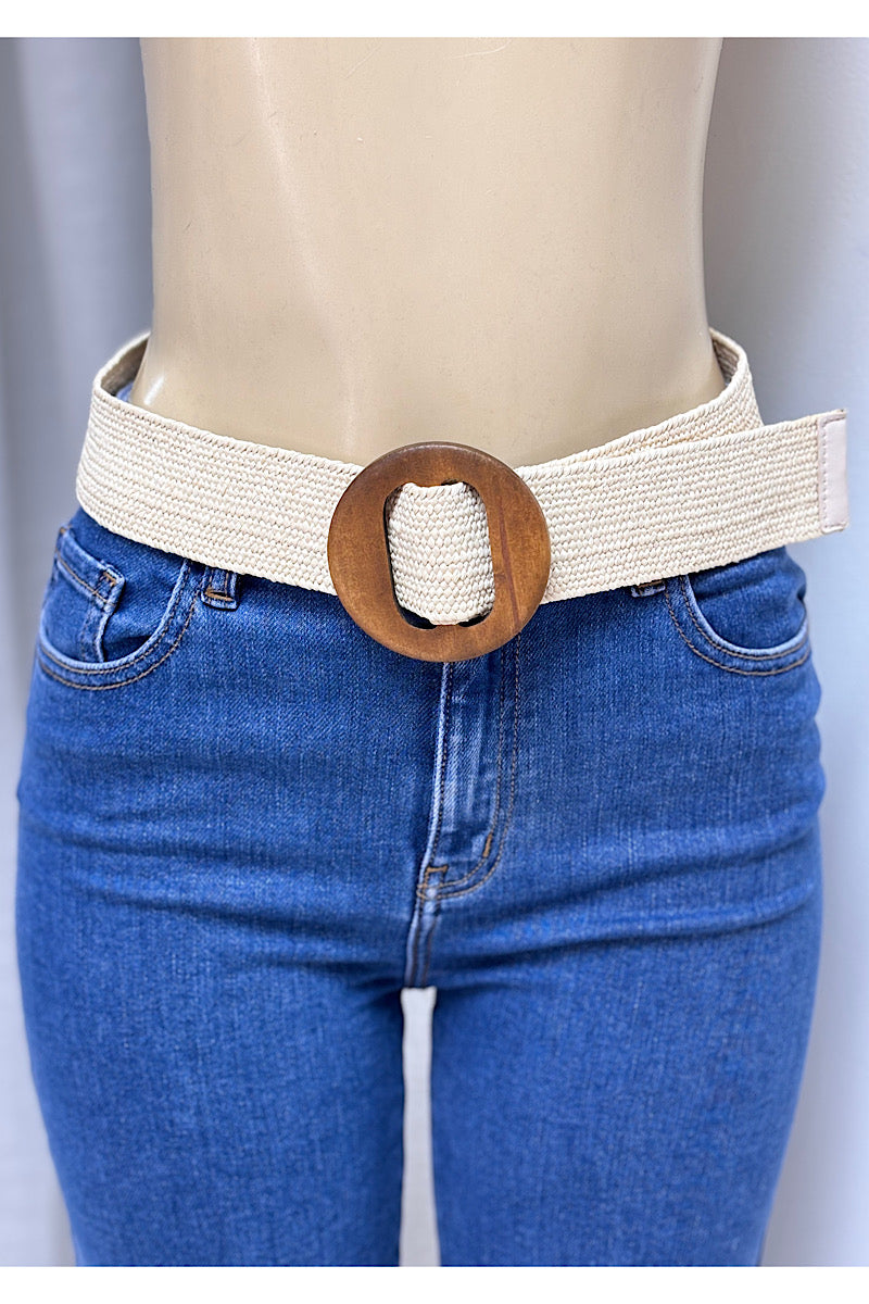 Round Buckle Straw Belt