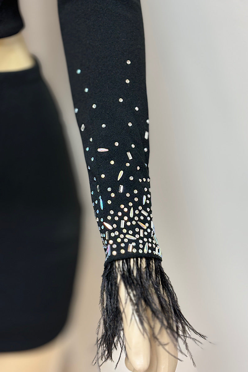 Rhinestone Detail Cutout Blazer Mini Dress