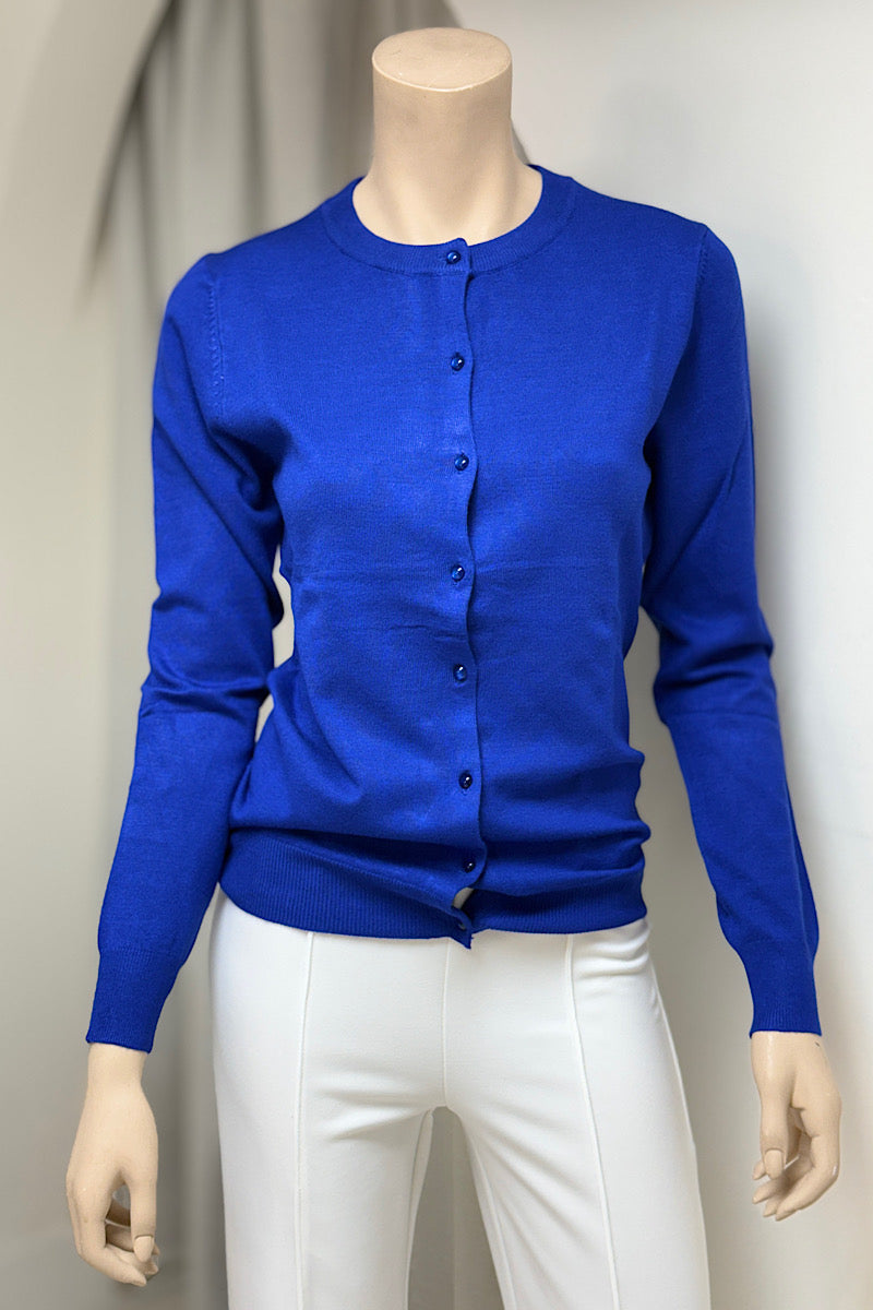 Round Neck Bubble Button Cardigan