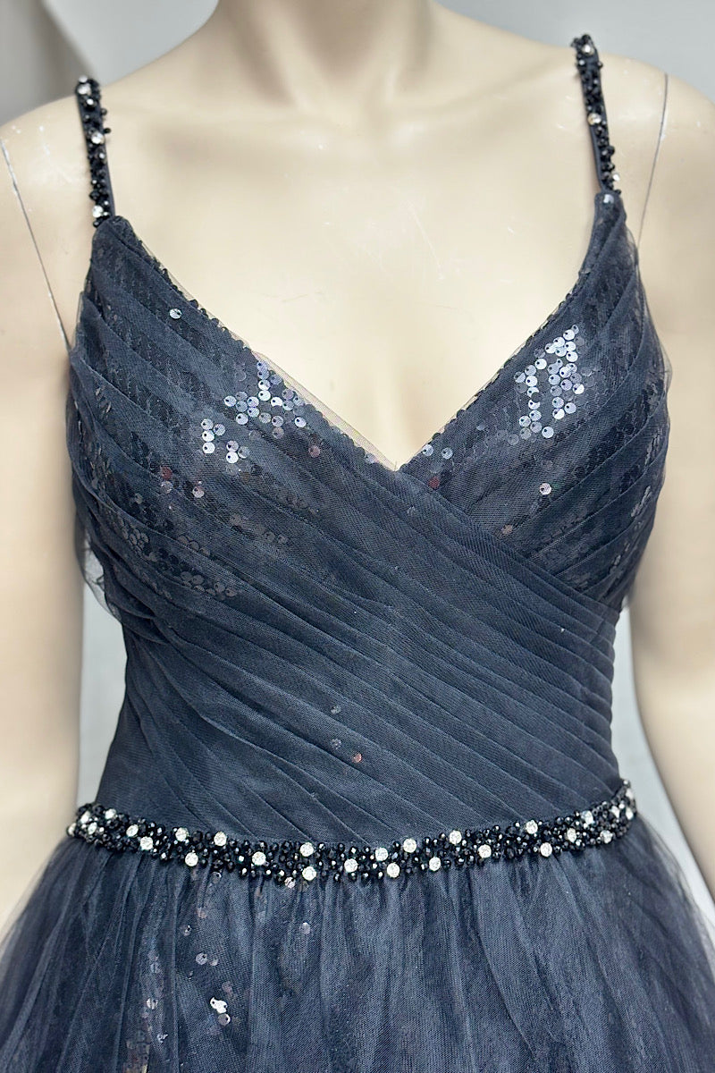 Beaded Spaghetti Strap Tulle Formal