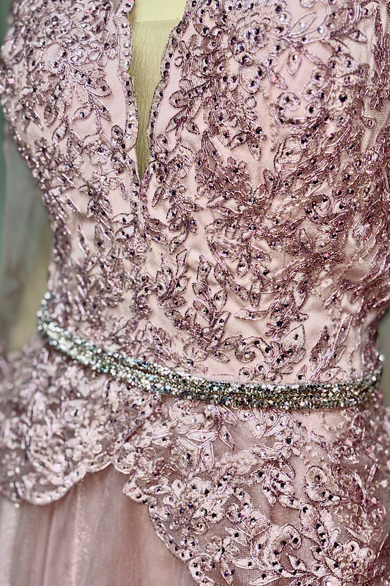 Embroidered Top Rhinestone Belt Formal
