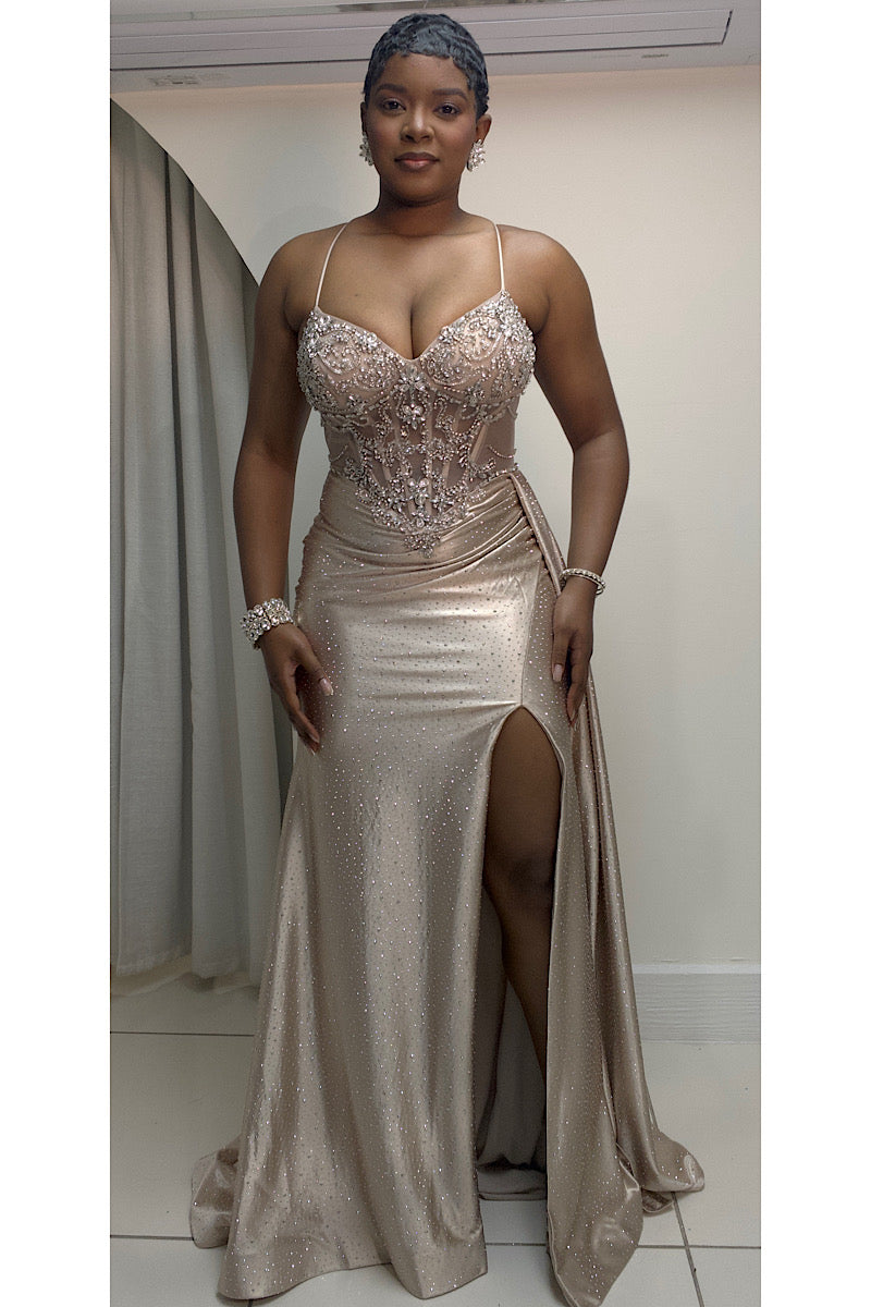 Studded Embellished Shear Bodice Formal