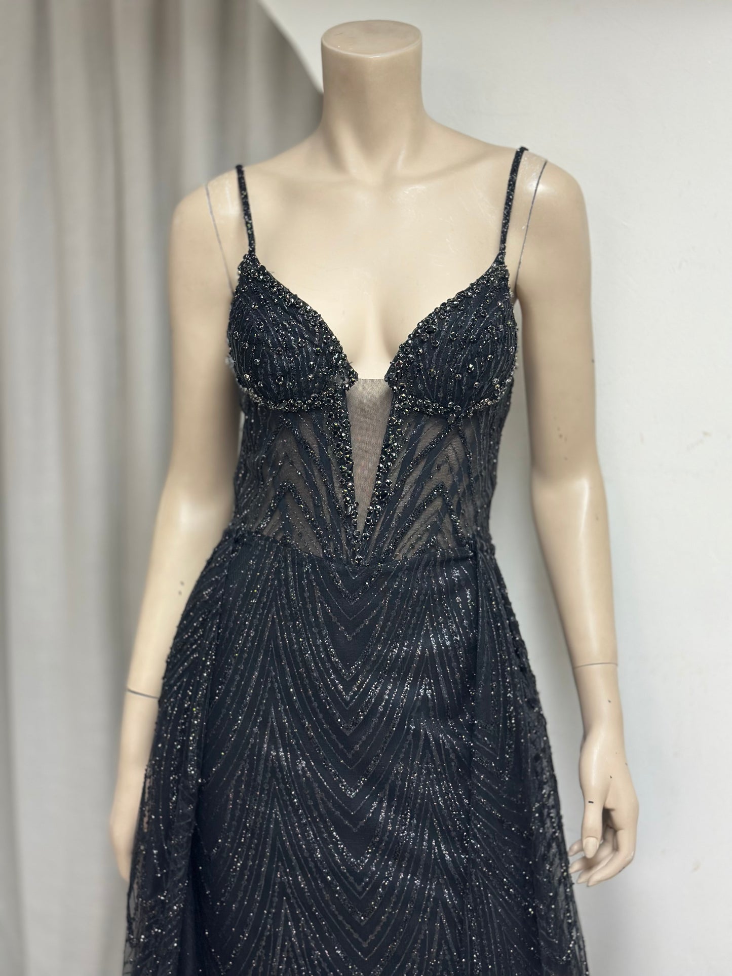 Embellished Detachable Overskirt Glitter Formal