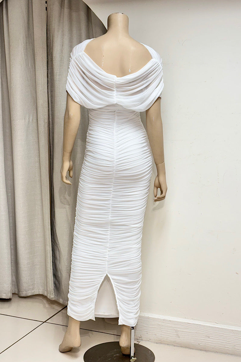 Ruched Fitted Midi Dress
