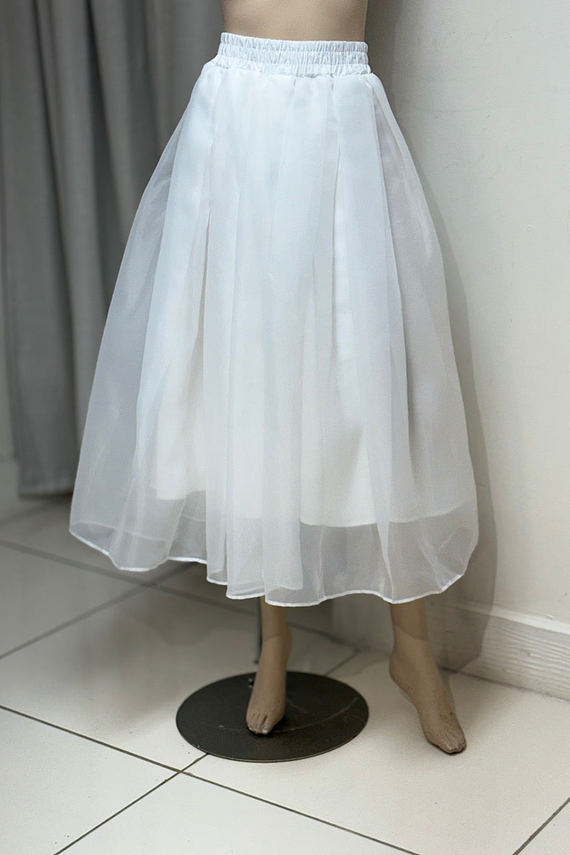 Chiffon Midi Puff Skirt