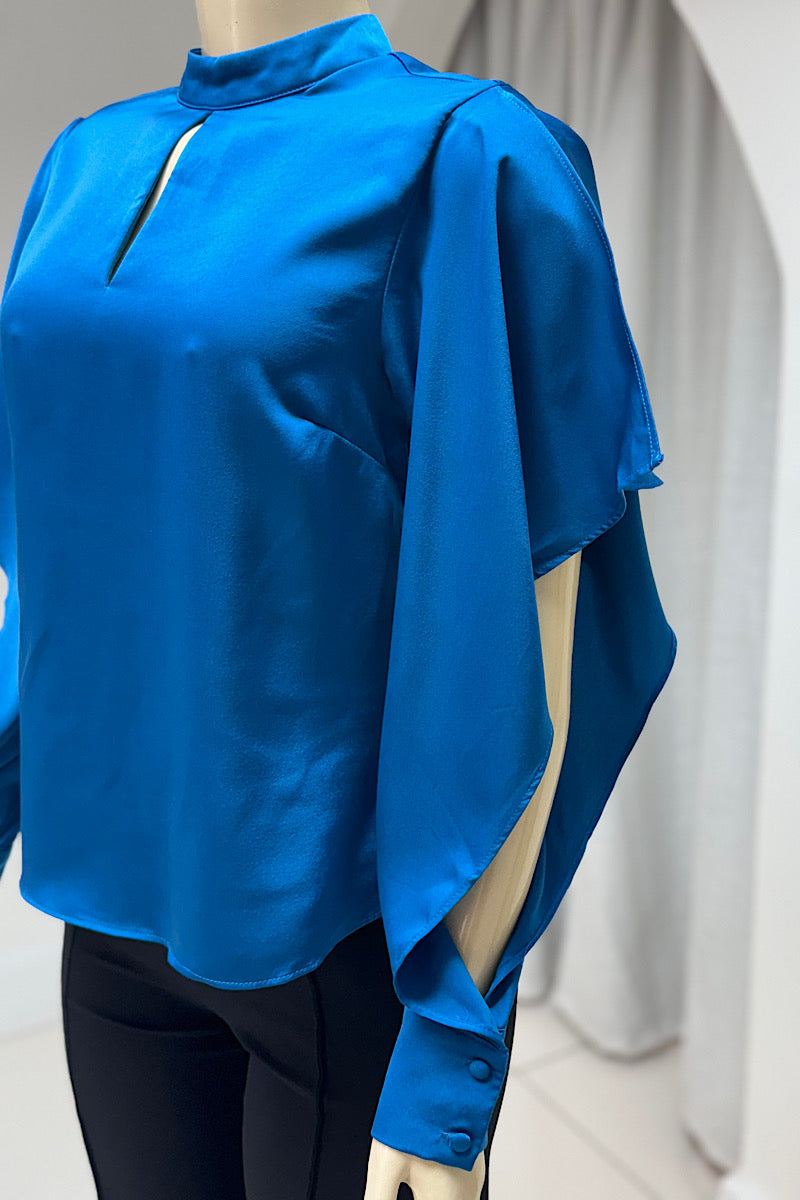 Silk Mock Turtleneck Top
