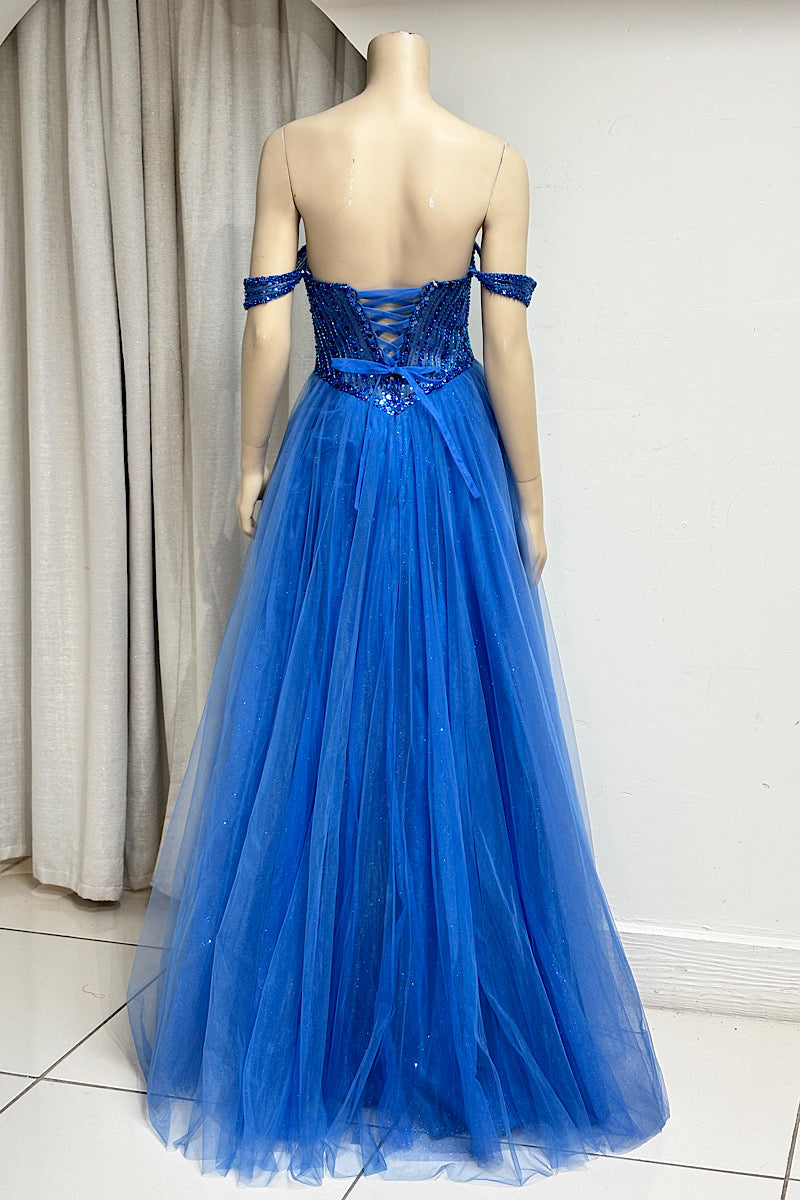 V-Waist Beaded Flare Formal